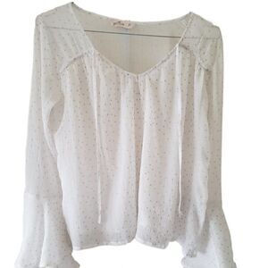 Hollister White & Gold Peasant Top